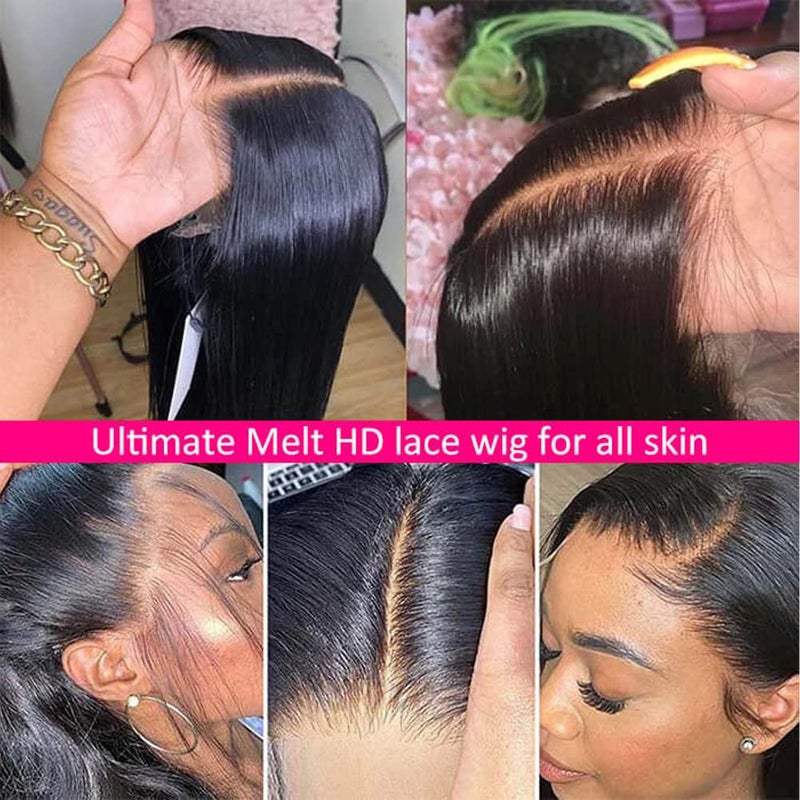 Subella 12A HD Lace Front Wigs Human Hair Pre Plucked Hairline with Baby Hair 180 Density 13x5 Brazilian Straight Human Hair Wigs for Black Women Natural Black Color (22inch) - Image 2